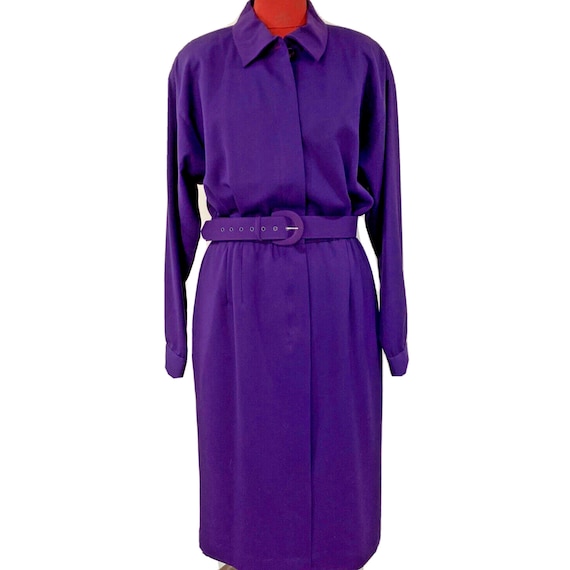 Vintage Doncaster Purple shirtdress midi belted 1… - image 1