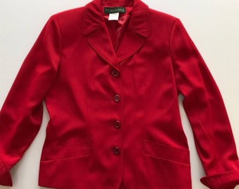 Vintage designer Harve Benard red blazer jacket, Classic 1990's career wear, Retro boss Lady business jacket, USA misses size 8