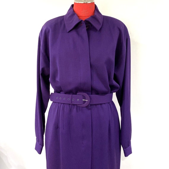 Vintage Doncaster Purple shirtdress midi belted 1… - image 2