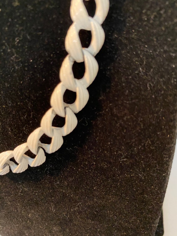 Vintage Monet white chain choker necklace, Vintag… - image 2