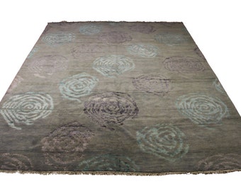 8x10 Modern Wool Silk One Of a Kind Handmade Rug OOAK Imported Pile Carpet 2838