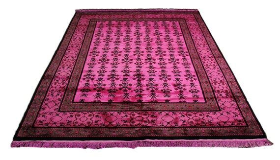 Hot Pink 810 Overdyed Art Deco Fl Wool Rug 2772