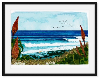 Jeffreys Bay Supertubes Surf Art Print - various sizes - South Africa surf art, wave art, unframed