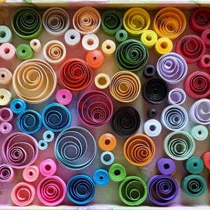 Colorful Quilling Circle And Shapes| Handmade Quilled Paper| Quilling Art| Scrapbooking, Card Making, Craft Supply| VARIOUS PAPER COLORS.