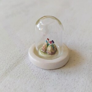 Ceramic Miniature Houses On Mountains And A Lake Under Glass Dome| Miniature Home Decoration