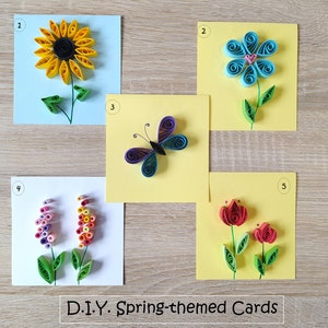 DIY Flower Quilling Card With Ready-To-Use Quilling Shapes| Quilling Kit| Sunflower, Tulip, Hyacinth, Butterfly, Daisy Card| Card Making