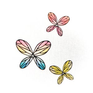 Transparent colorful plastic fairy wings: DIY jewelry charms, Scrapbooking, Fantasy dolls - VARIOUS COLORS & Sizes