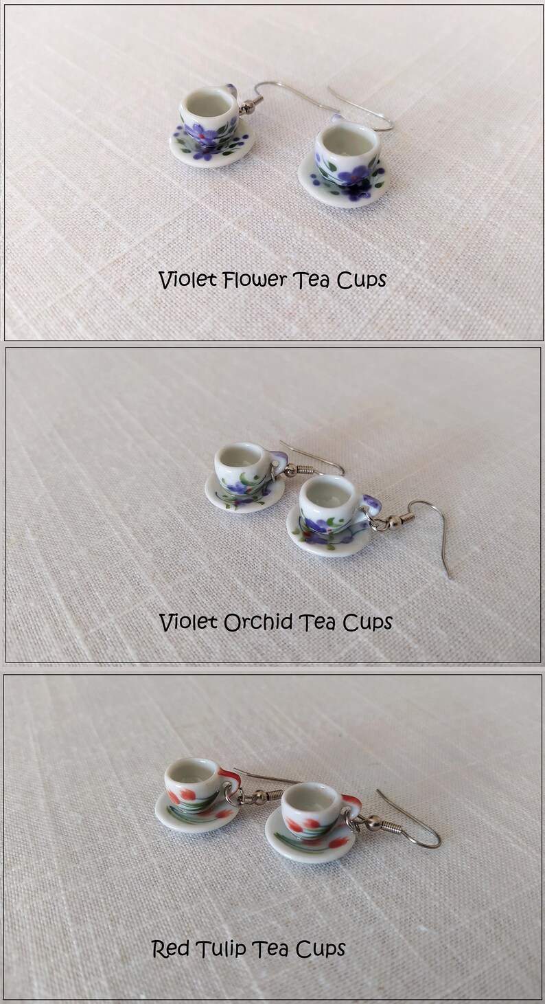 Tea Cup Hook Earrings Miniature Teapot Earrings Tiny Coffee Etsy