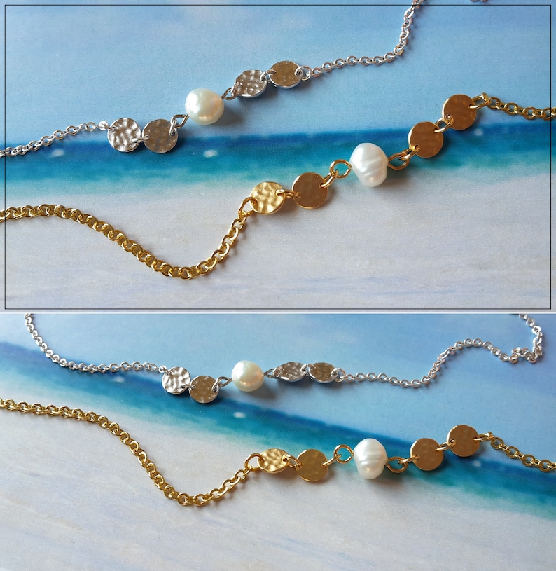 White Pearl Charm Anklet Silver Pearl Anklet Gold Anklet Bracelet With Freshwater Pearl Foot Jewelry