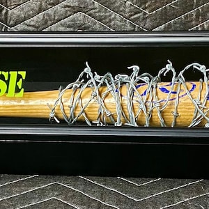 Real Barbed Wire Baseball Bat in Display Case