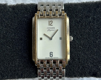 Vintage Citizen Elegance Tank Dial rostfritt stål japansk kvartsklocka