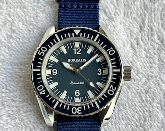 Borealis Estoril 300. Diver 300 Meters 1000 Feet Big Automatic Stainless-Steel Watch.