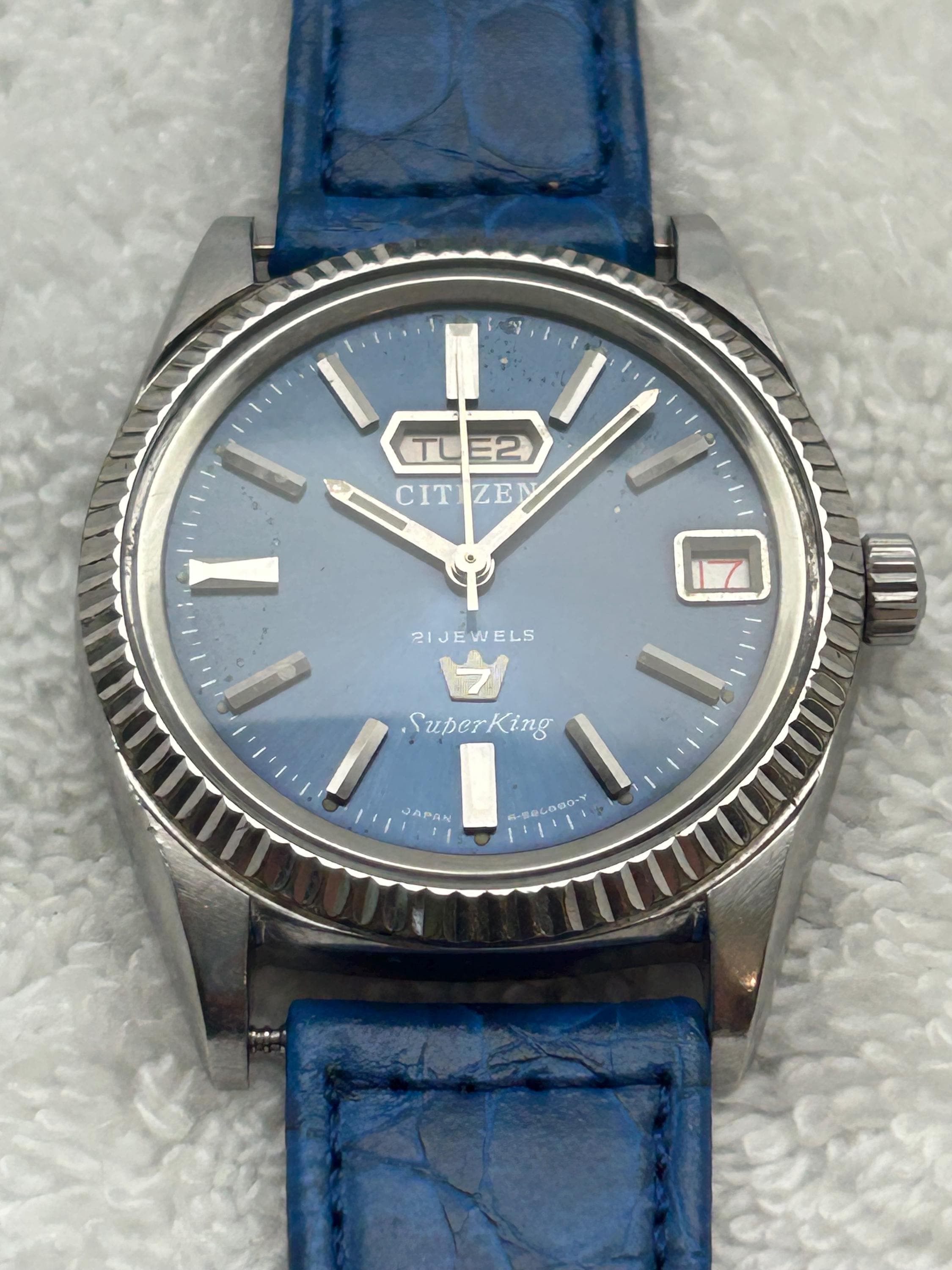 Rare Vintage Citizen 7, Blue Dial, Super King, Automatic 21 Jewels