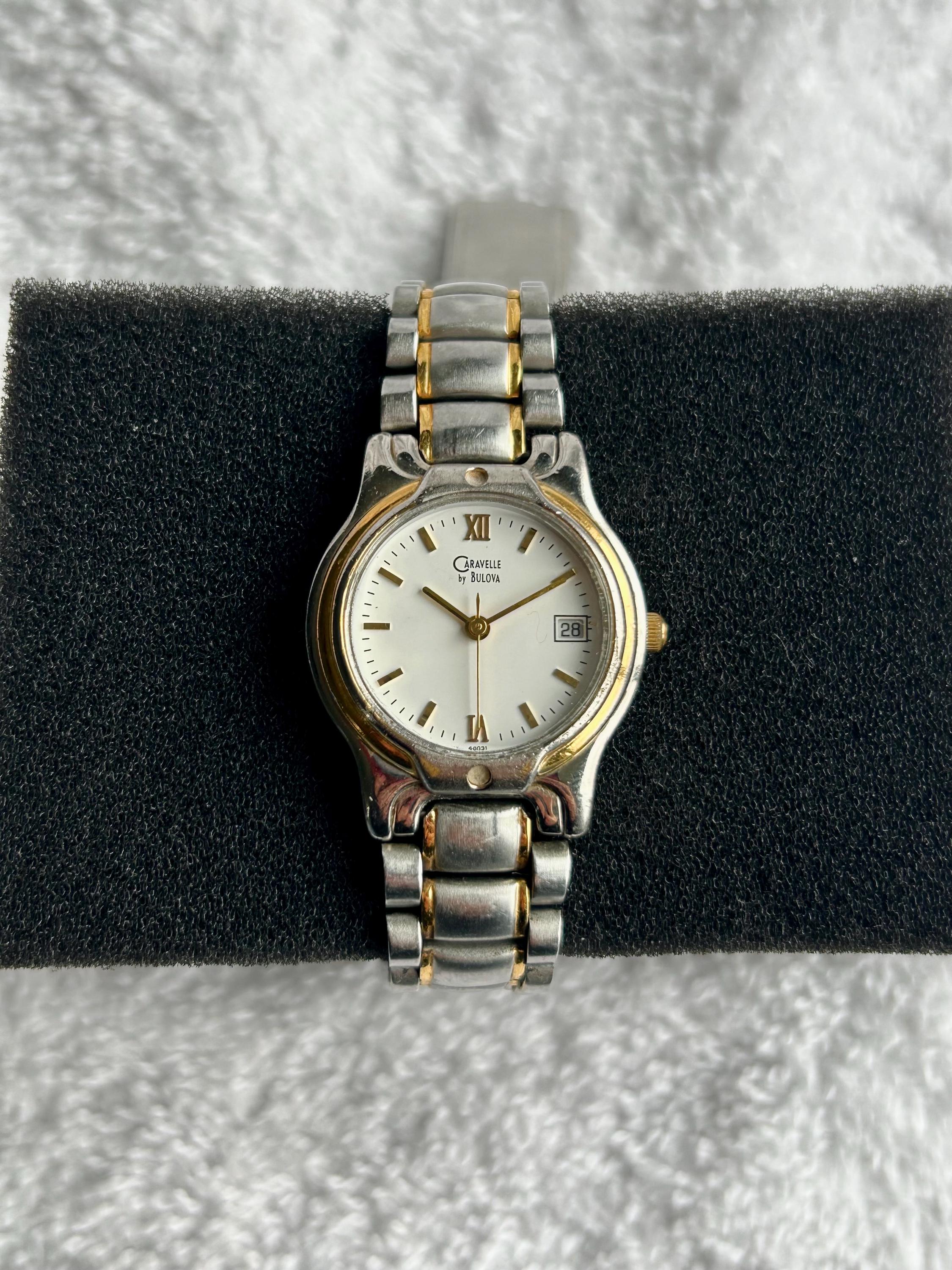 Vintage Caravelle by Bulova Two Tone Gold and Stainless 