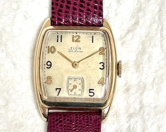 Vintage Elgin Deluxe Art Deco Men's Watch: 10k Gold Filled, 1940s