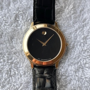 Vintage Movado Museum Classic Gold Plated Stainless Steel Quartz Swiss Made Quartz Watch