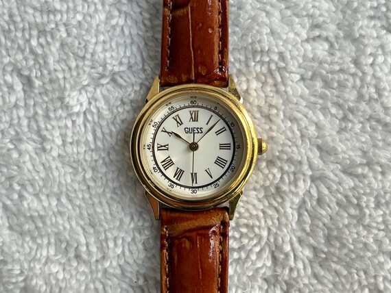 Vintage 1991 Guess Quartz Gold Plated Stainless Steel Ladies 