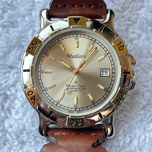 Madison by Mathey Tissot Quick Set Date Luminescent Quartz Watch with Box
