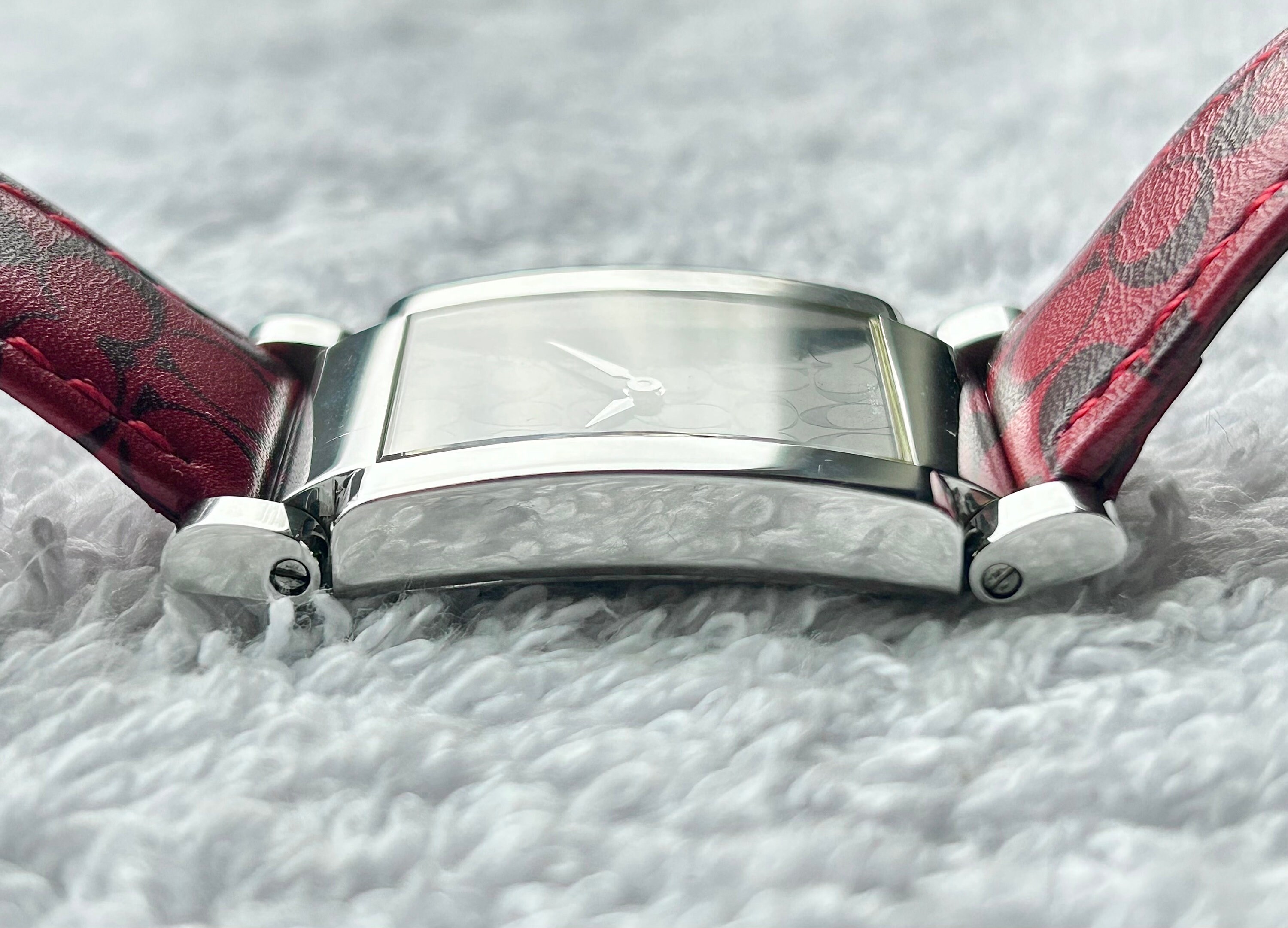 Coach Tank Stainless Steel Quartz Swiss Made Watch W/ Box 