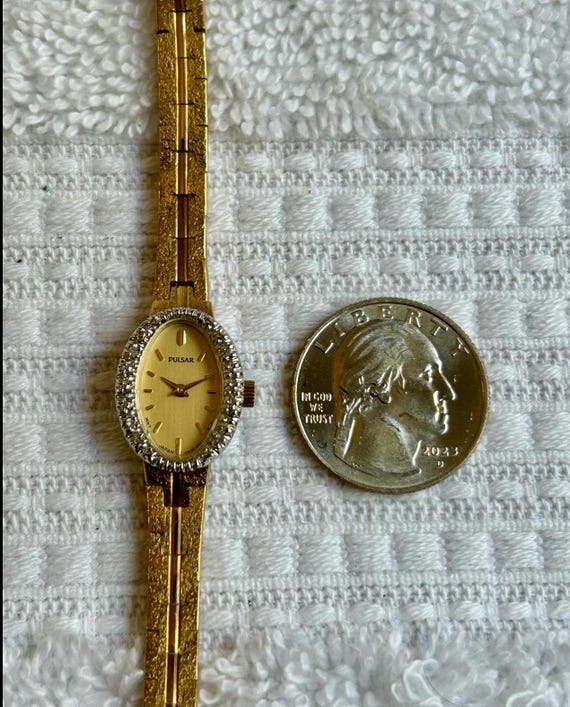 Vintage Bejeweled Pulsar by Seiko Gold Plated Stainless  display picture 1