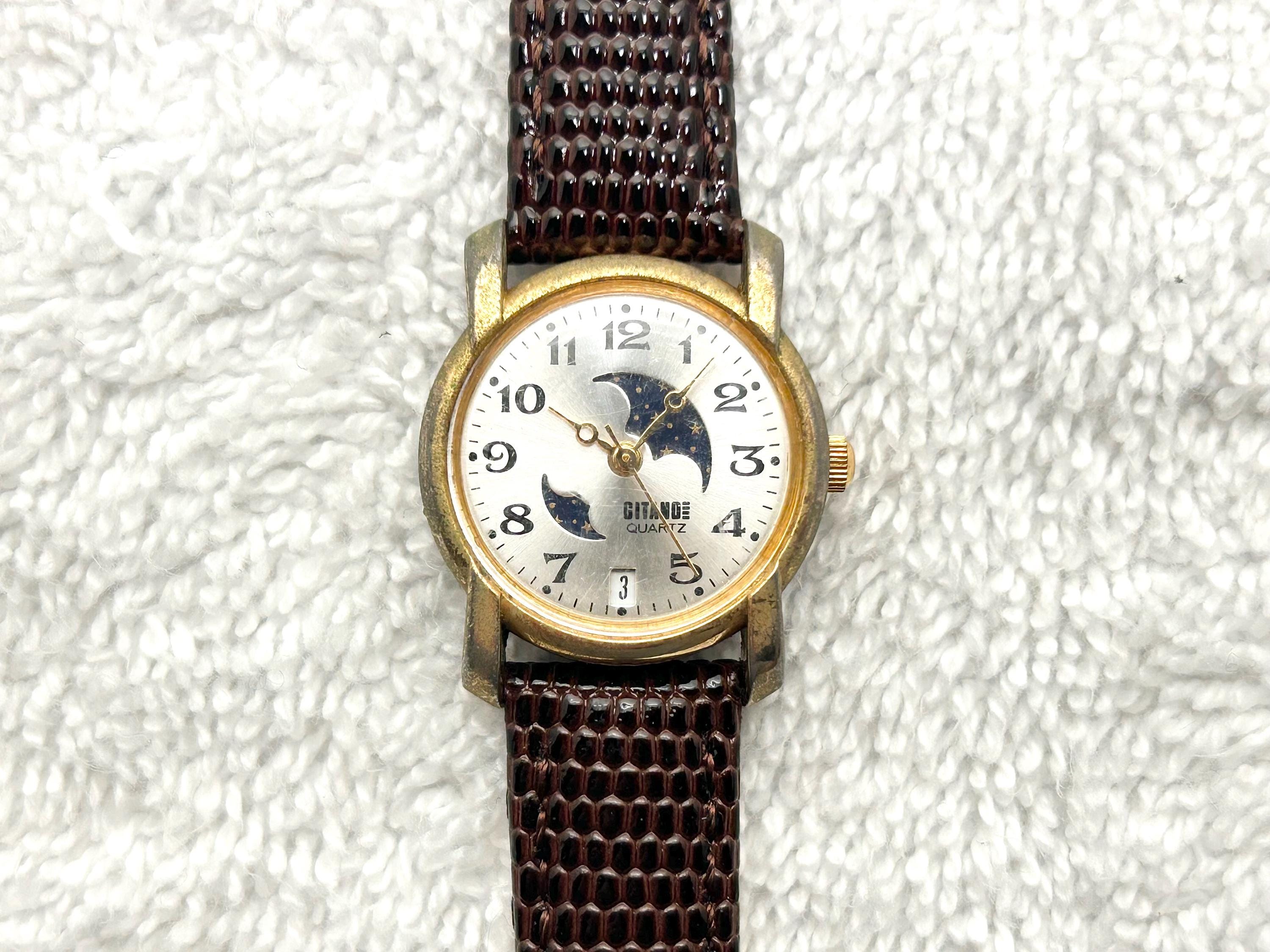 Vintage Gitano Double Window Moon Phase‎ Ladies Watch 36mm 8\