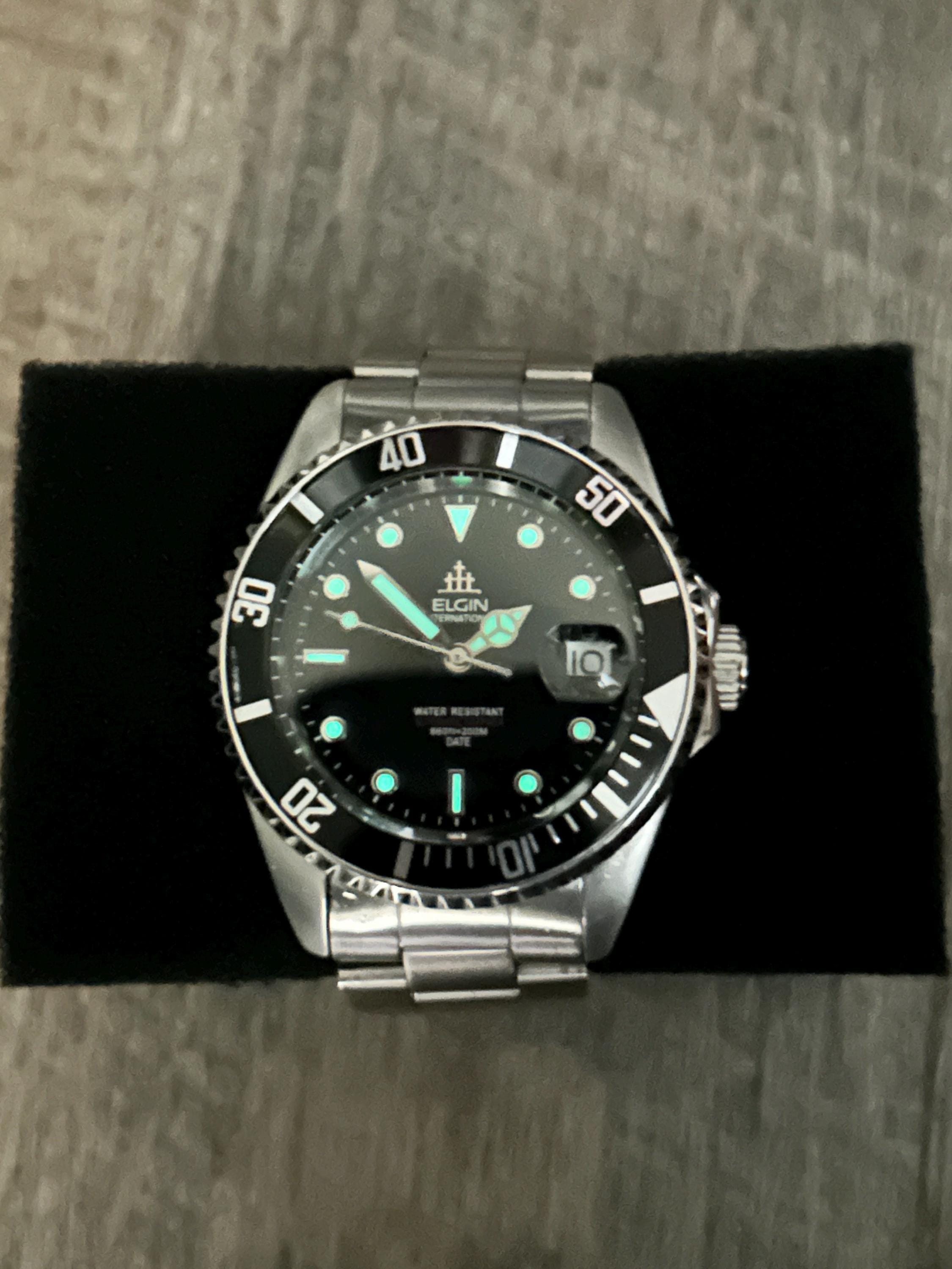 Vintage Elgin Treasure Automatic Stainless Steel 200M Diver Watch