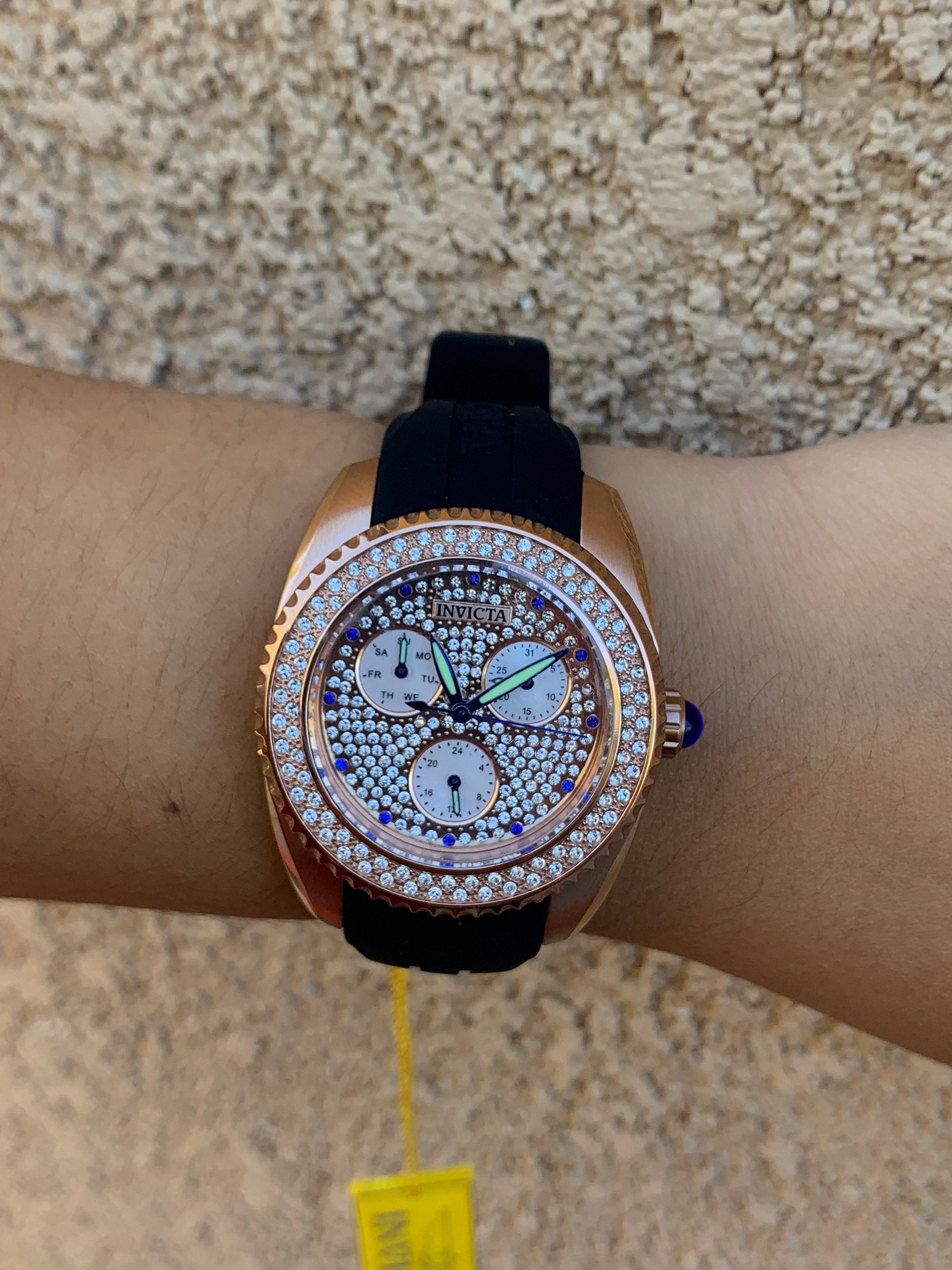 Invicta Rose Gold Tone Bracelet Watch with Green Dial and Crystals New Stunning Invicta Rose Gold With Crystals Ladies Quartz  main image 2