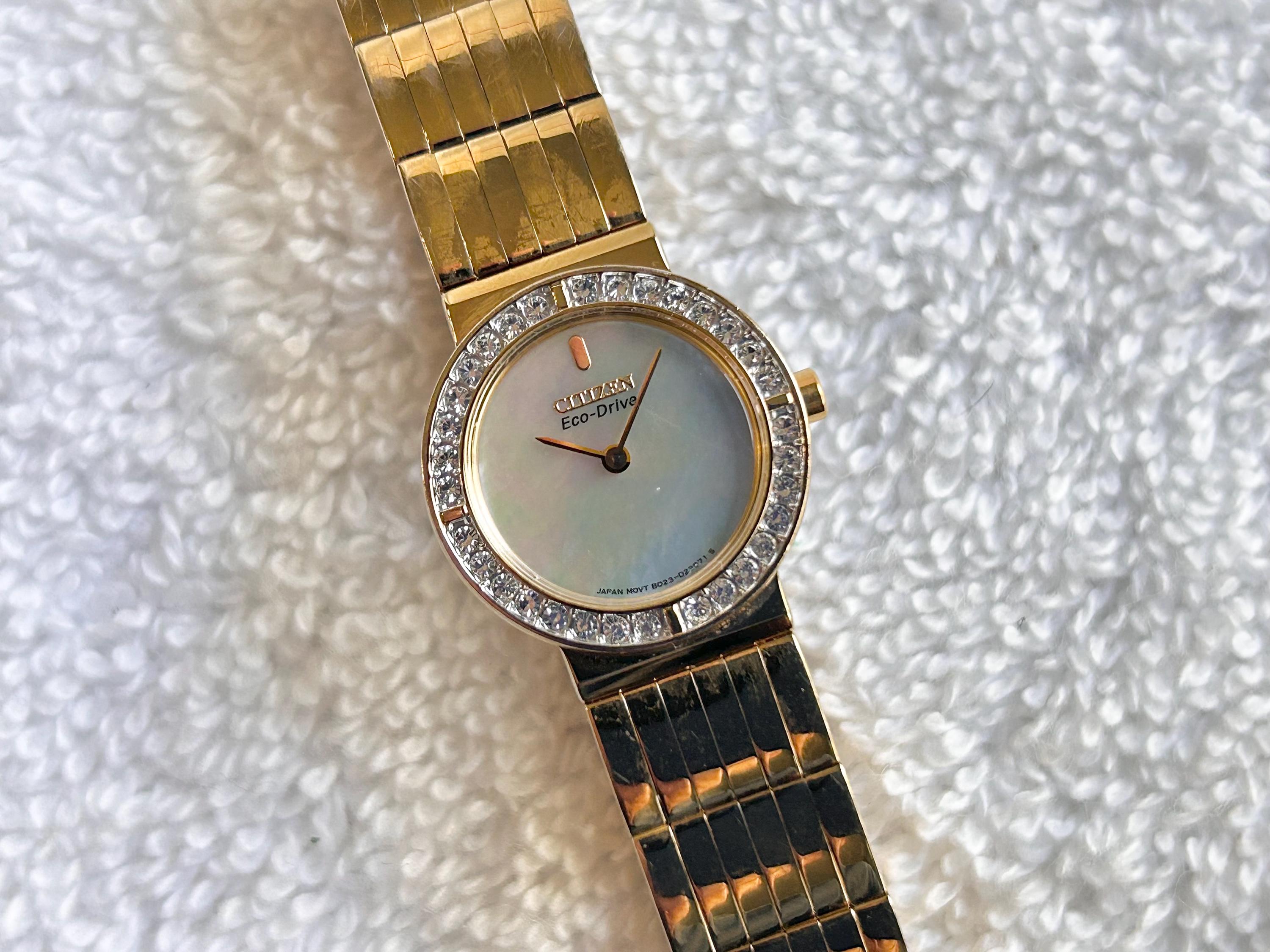 Solar Citizen EcoDrive Ladies Mother Of Pearl Dial Watch Crystal Bezel Mint Runs Women main image 2