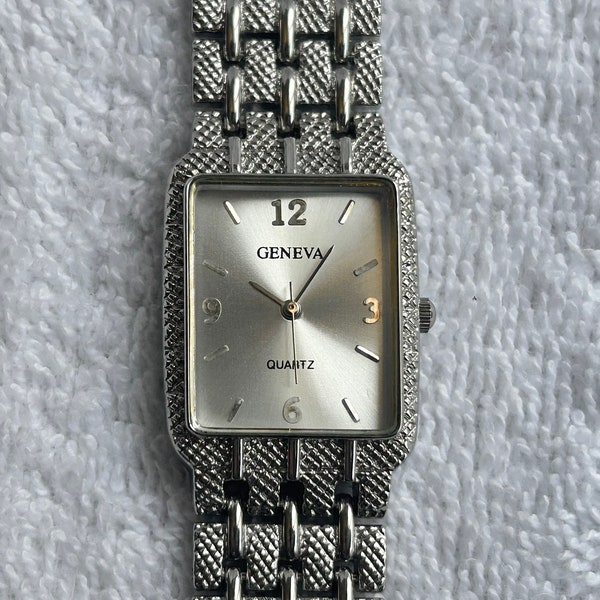 Modern Geneva Iced Stainless Steel Quartz Ladies Watch