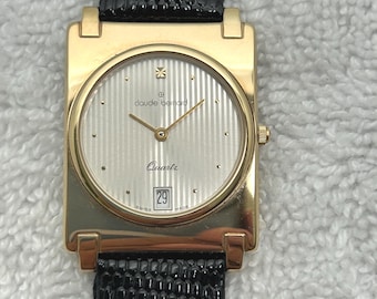 Vintage Slim Claude Bernard Tank, Gold and Steel Quick Set Date Quartz Swiss Made Watch.