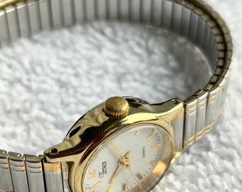 Montre Vintage Timex Plaqué Or - Bracelet Cuir - Mouvement Mécanique Homme/Femme