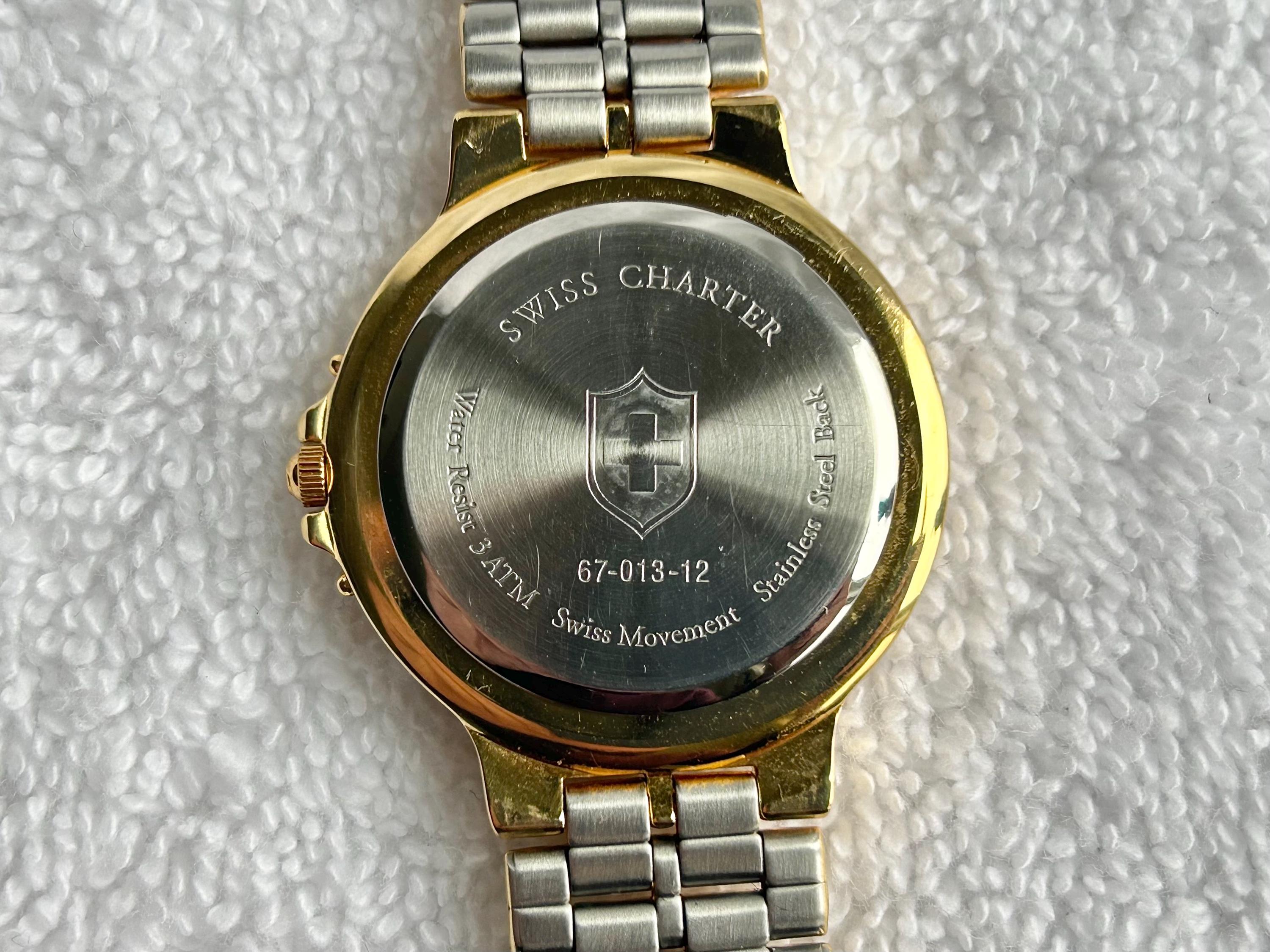Vintage Swiss Charter Quick Set Date Gold Plated Stainless  display picture 2