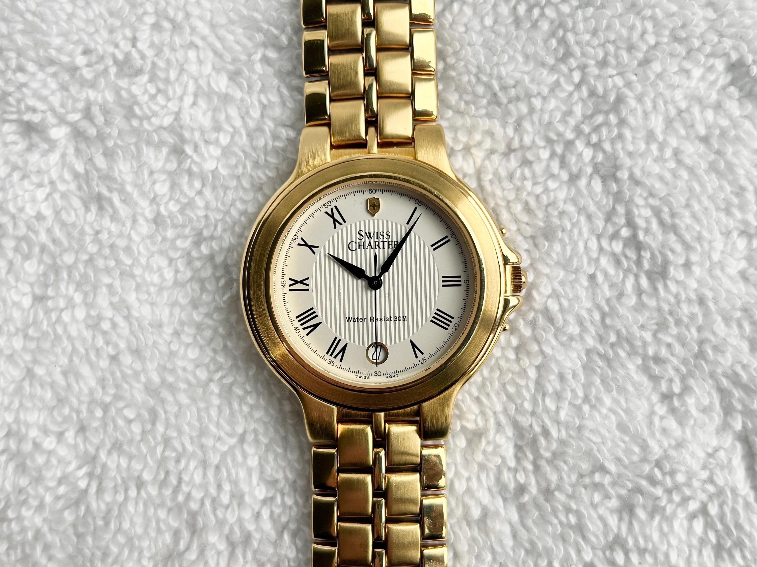 Swiss Made Accurate Watch Textured Band Date Dial Stainless & Goldtone Magno Swiss Men main image 4