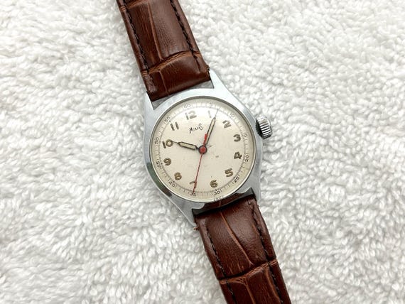 Vintage MiloS 7 Jewels Military Mechanical Hand-Winding Swiss Made Watch View 6