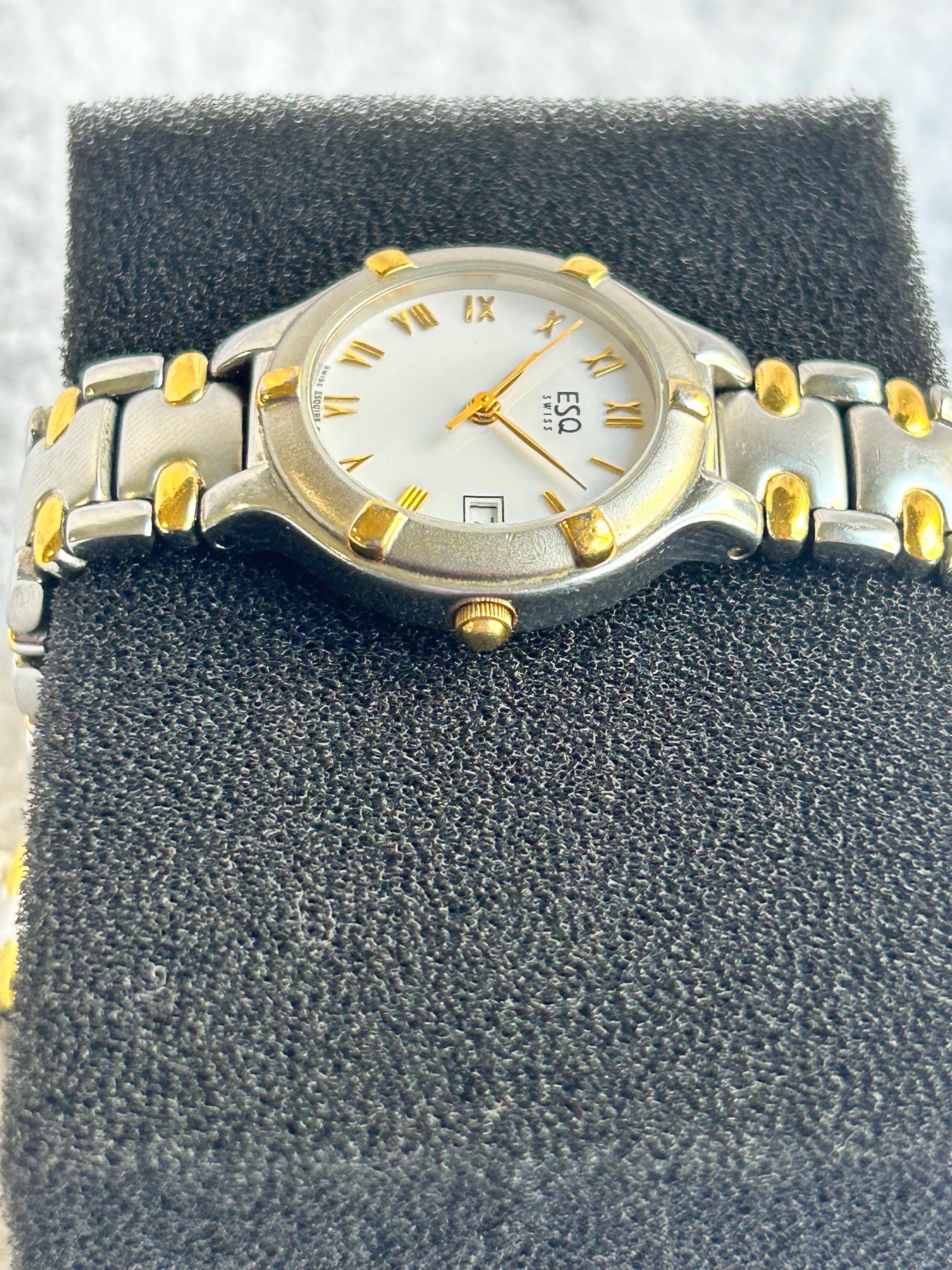 Vintage ESQ Esquire Date Quartz Two-tone Gold & Stainless 