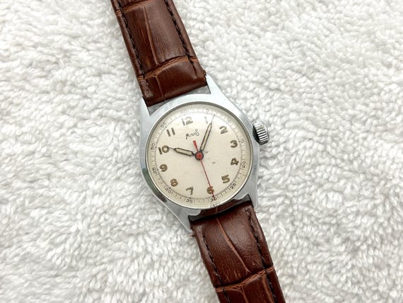 Vintage MiloS 7 Jewels Military Mechanical Hand-Winding Swiss Made Watch View 5
