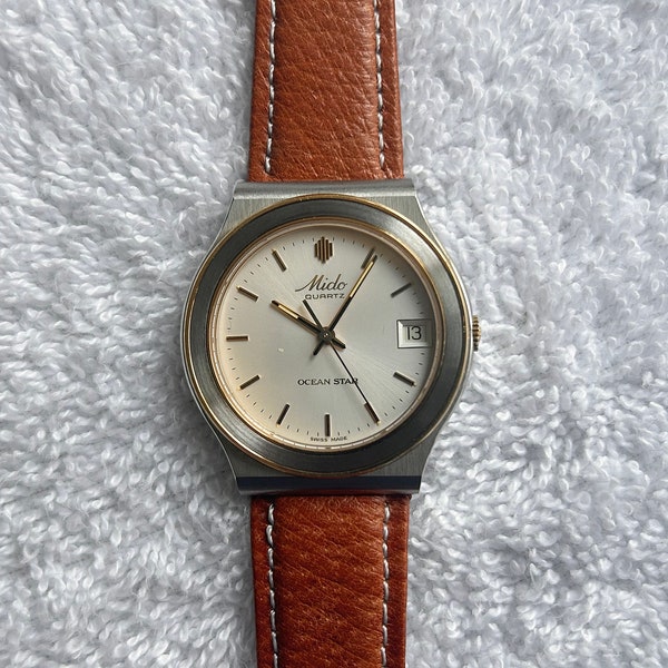 Vintage Mido Ocean Star 1998 Stainless Steel Quartz Swiss Made Watch