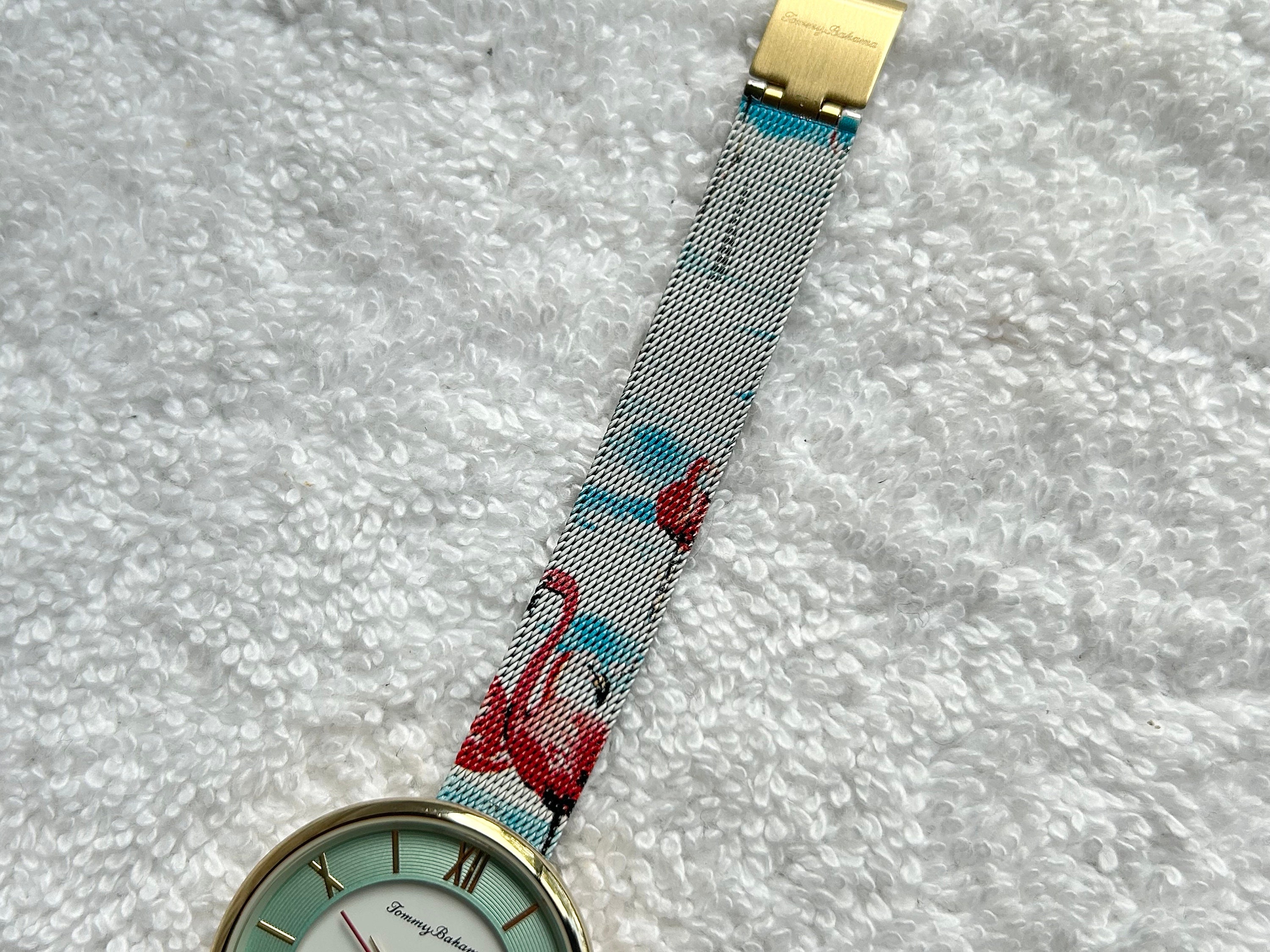 Modern Tommy Bahama Flamingo Gold Plated Ladies Quartz Watch With Box Tag Papers Etsy