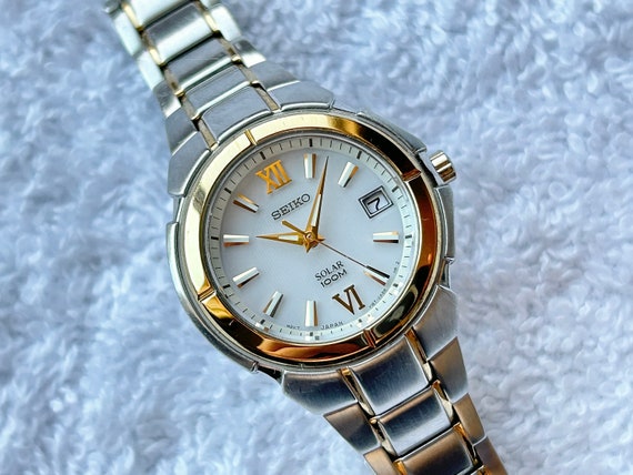 Seiko Solar Quick Set Date Luminescent Two Tone Stainless - Etsy