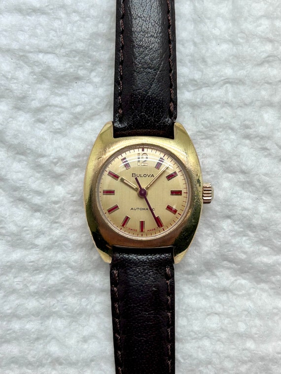 Vintage Bulova Red Markers Automatic Gold Plated Cocktail Ladies Swiss Made Watch. Fully Serviced. Etsy