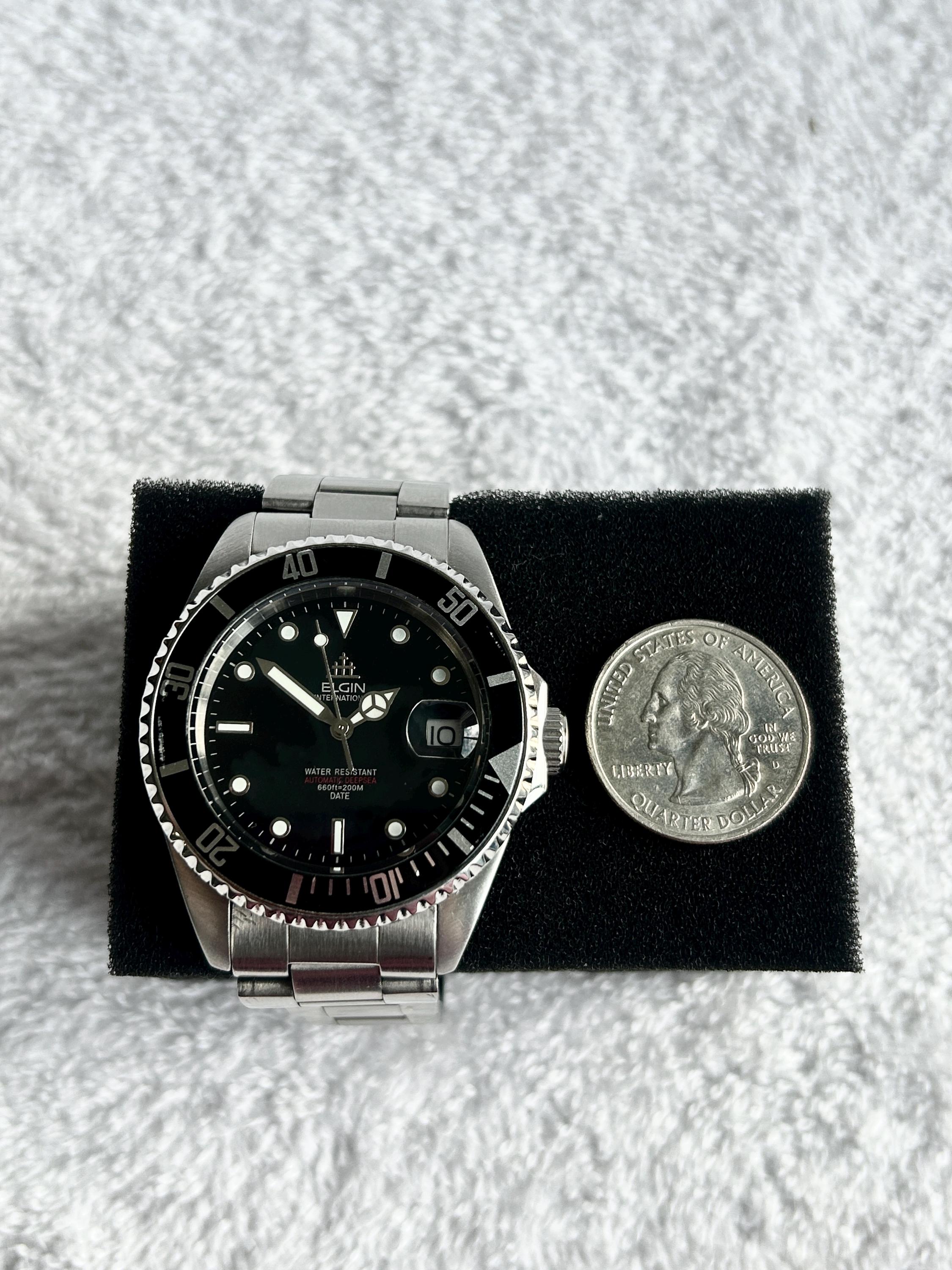 Vintage Elgin Treasure Automatic Stainless Steel 200M Diver Watch