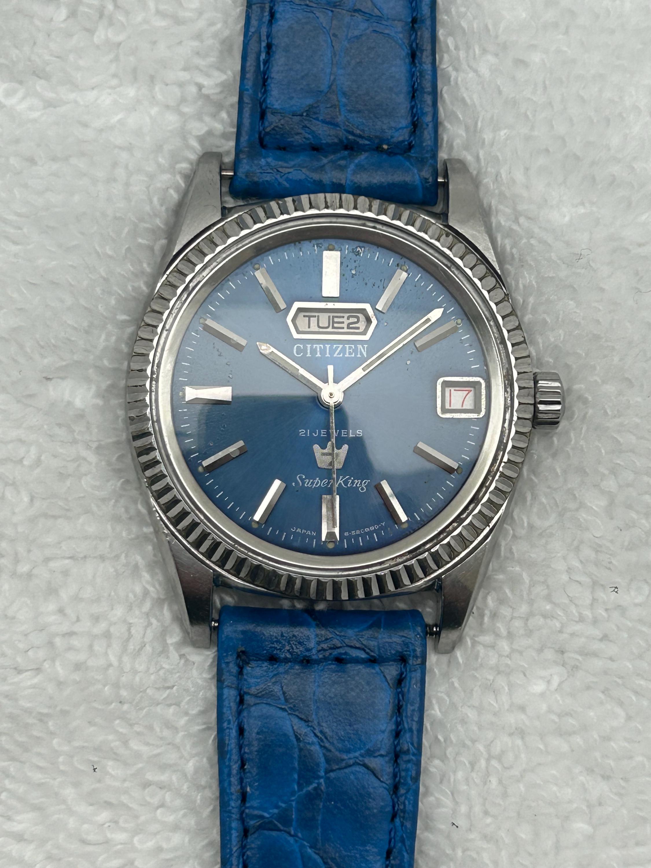 Rare Vintage Citizen 7, Blue Dial, Super King, Automatic 21 Jewels