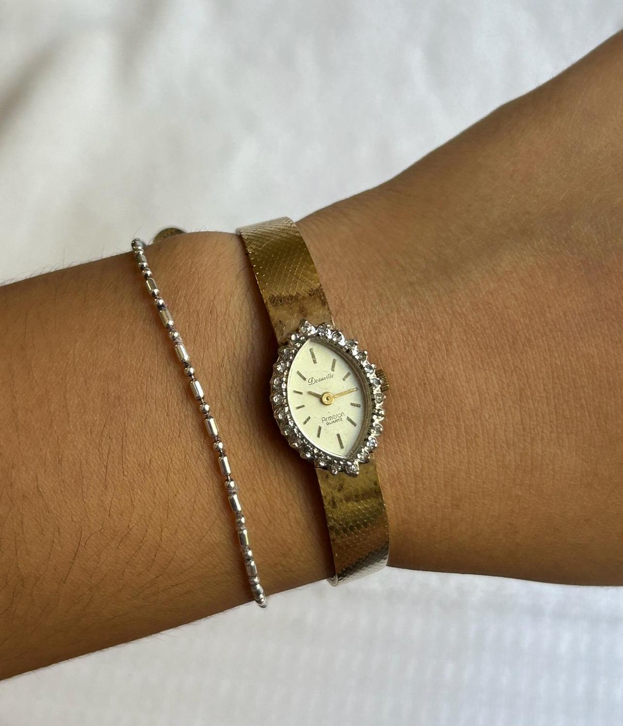 Vintage DEAUVILLE Armitron Quartz Women\'s Watch Italy Vintage Deauville Crystals Bezel Gold-plated Stainless-steel  main image 3