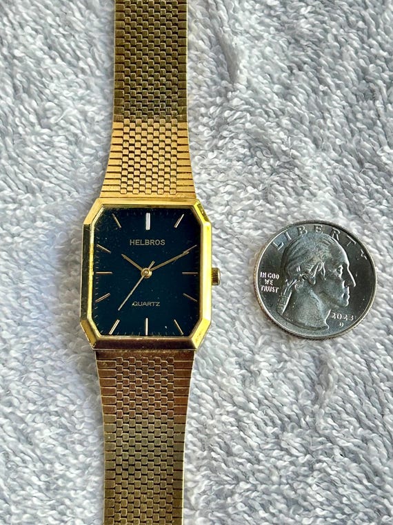 Vintage Slim Helbros Tank, Gold Plated and Stainless-steel  display picture 3
