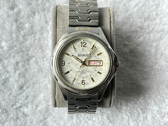 Vintage Benrus Advance Set Day date Luminescent Stainless Steel Quartz Watch Etsy Hong Kong