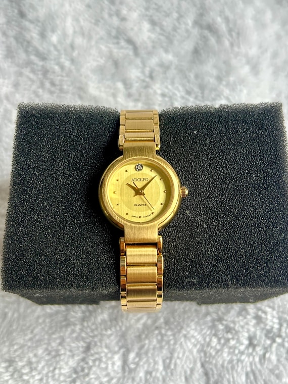 Rare Find Vintage ADOLFO Diamond at 12 Gold-plated Stainless  display picture 1