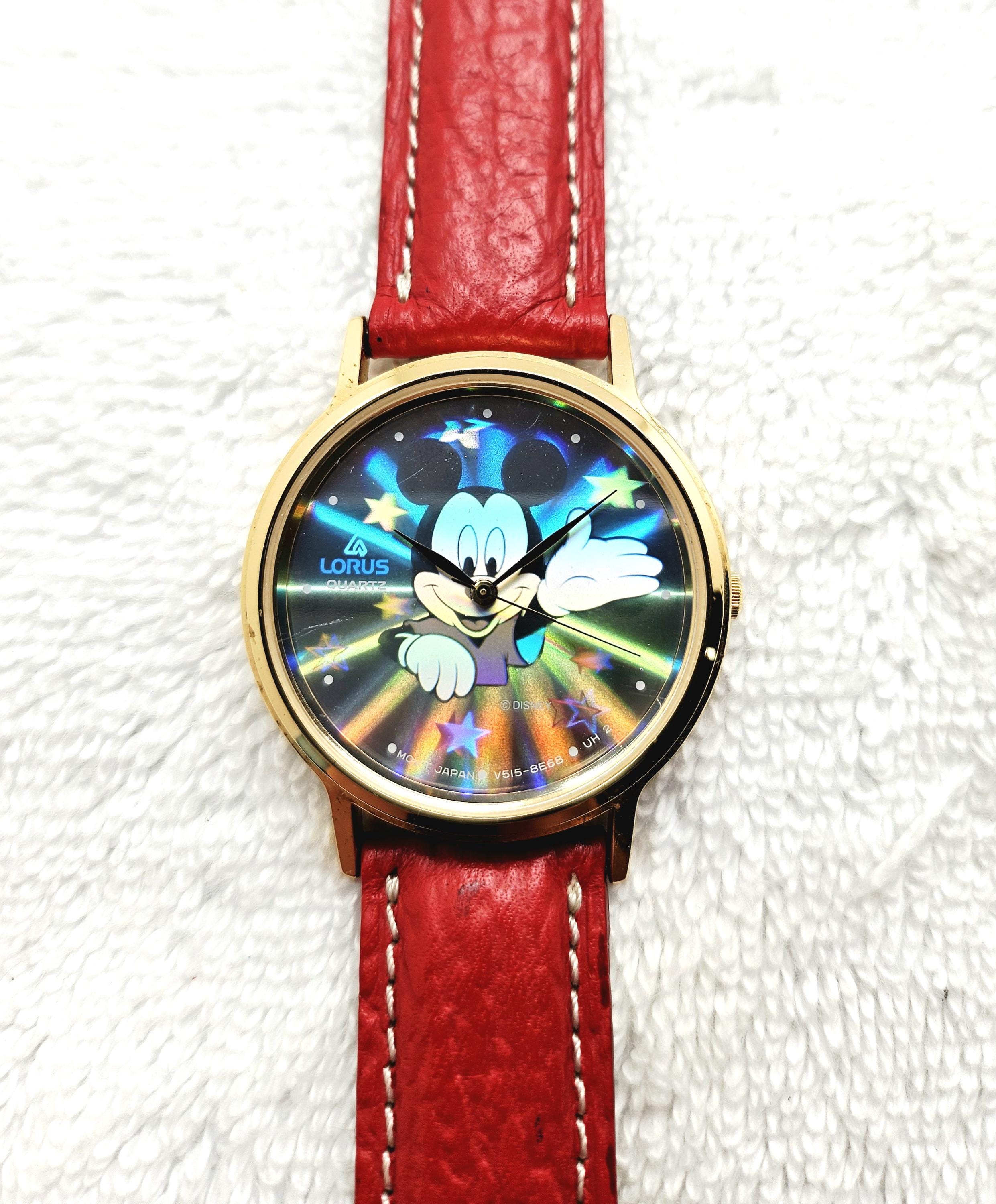 Vintage Lorus Quartz Mickey Mouse Genuine Leather Holograph Disney 3D Watch Vintage Lorus Quartz Mickey Mouse Wrist Watch With Leather  main image 2