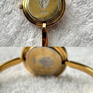 Rare 90s Gucci Bangle Gold Plated Quartz Ladies Swiss Made Watch with Box and Interchangeable Bezels image 8