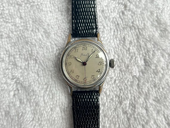 Vintage MiloS 17 Jewels Mechanical Hand-Winding Military Swiss Made Watch