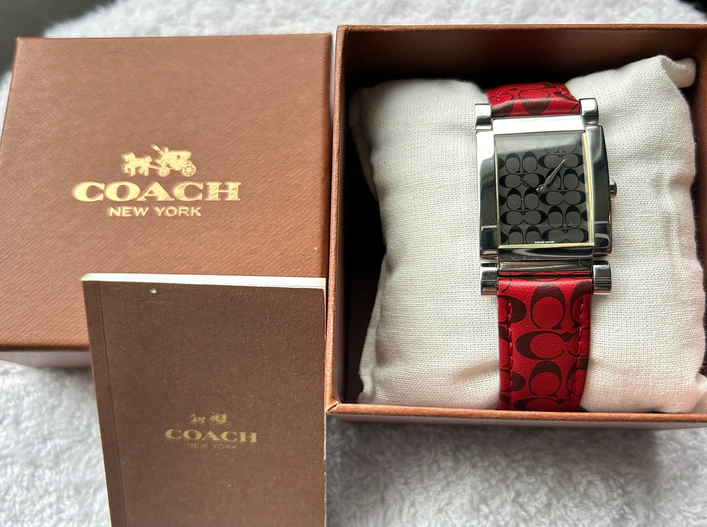 Coach Tank Stainless Steel Quartz Swiss Made Watch W/ Box